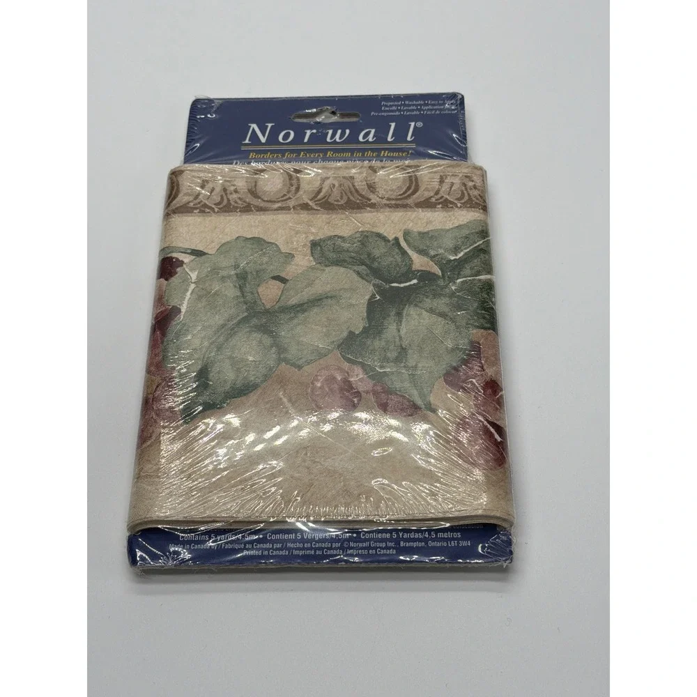 Norwall Grape‎ Vine Wallpaper Border 3 Rolls Prepasted Beige Purple